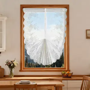 1pc Double-Row Lace Sheer Curtain Rod, Living Room Kitchen Light Blocking Drape, Window Curtain, Home Decoration Curtain, Elegant Home Decor, Easy Installation, No Ca Prop 65 Warning