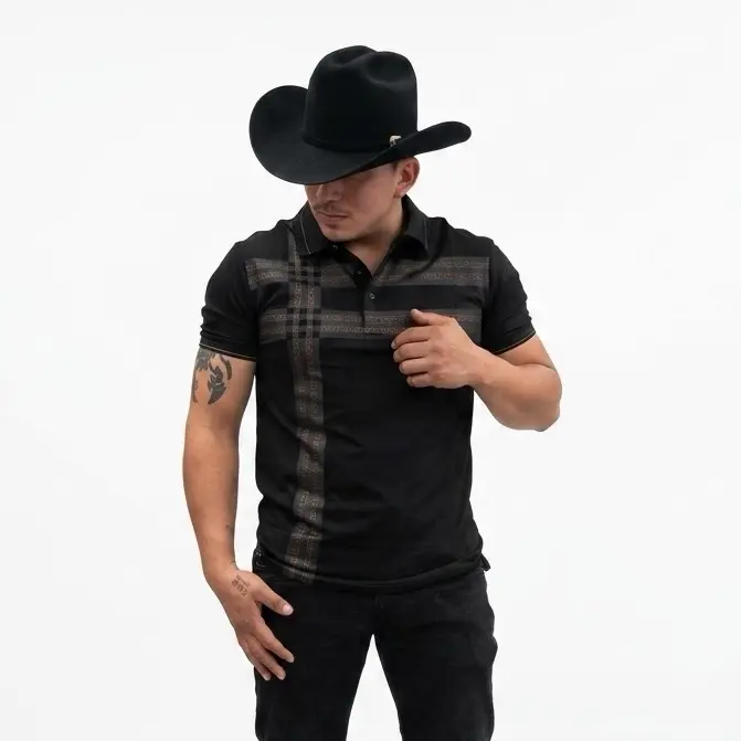 Men's Western Style Solid Black T-Shirt - Short-Sleeve Casual Menswear for Everyday Wear in Standard Sizes