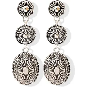 Western Earrings Outfit for Women Oval Silver Earrings Dangle Turquoise Western Jewelry Country Concert Outfits for Women Dress