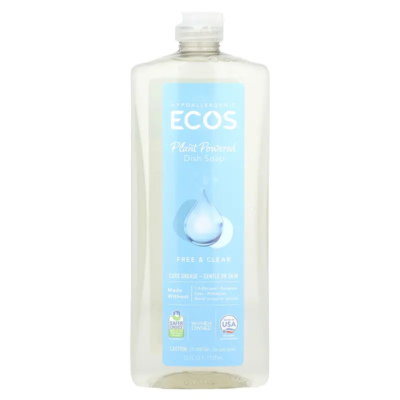 Earth Friendly Products ECOS®, Plant Powered Dish Soap, Free & Clear, 25 fl oz (739 ml)