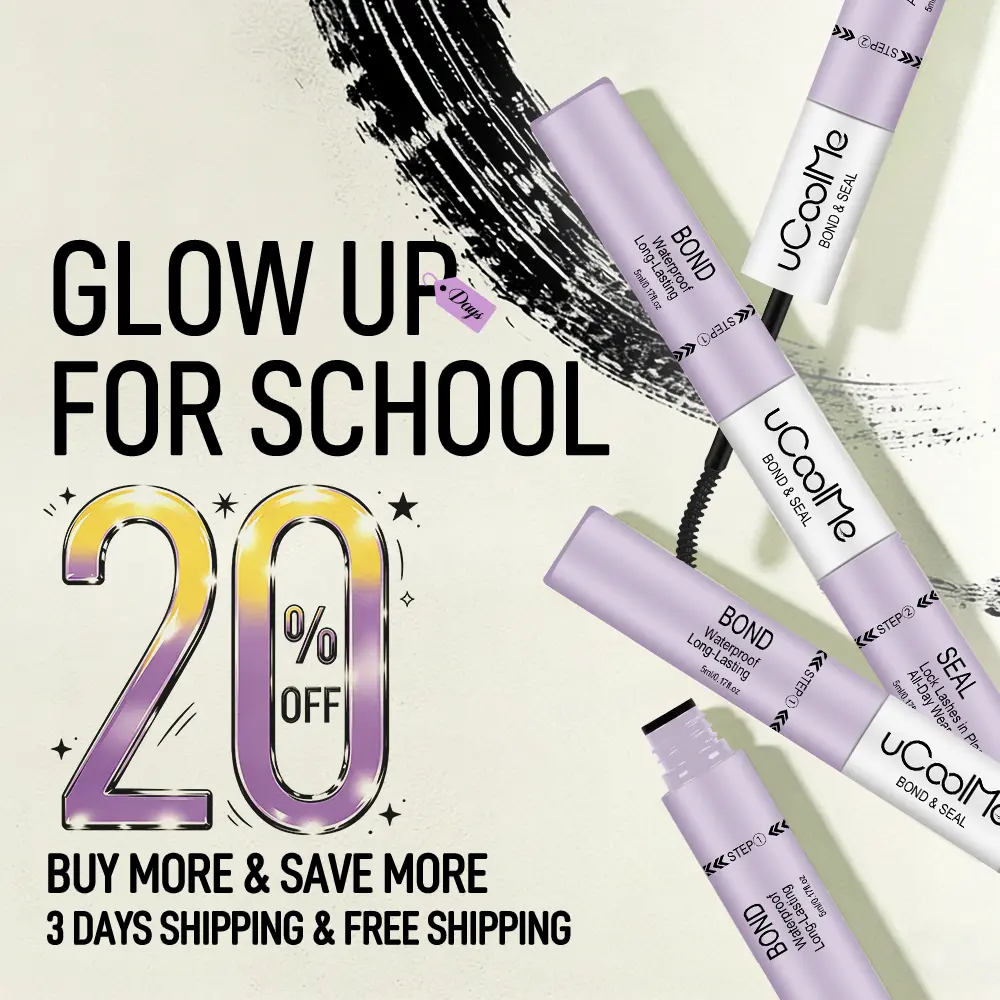 UCOOLME 3-in-1 Lash Glue & Cleansing Remover, 24H Long-Lasting Hold, Waterproof Safe Cosmetic Adhesive for False Eyelashes,sunscreen,back to school