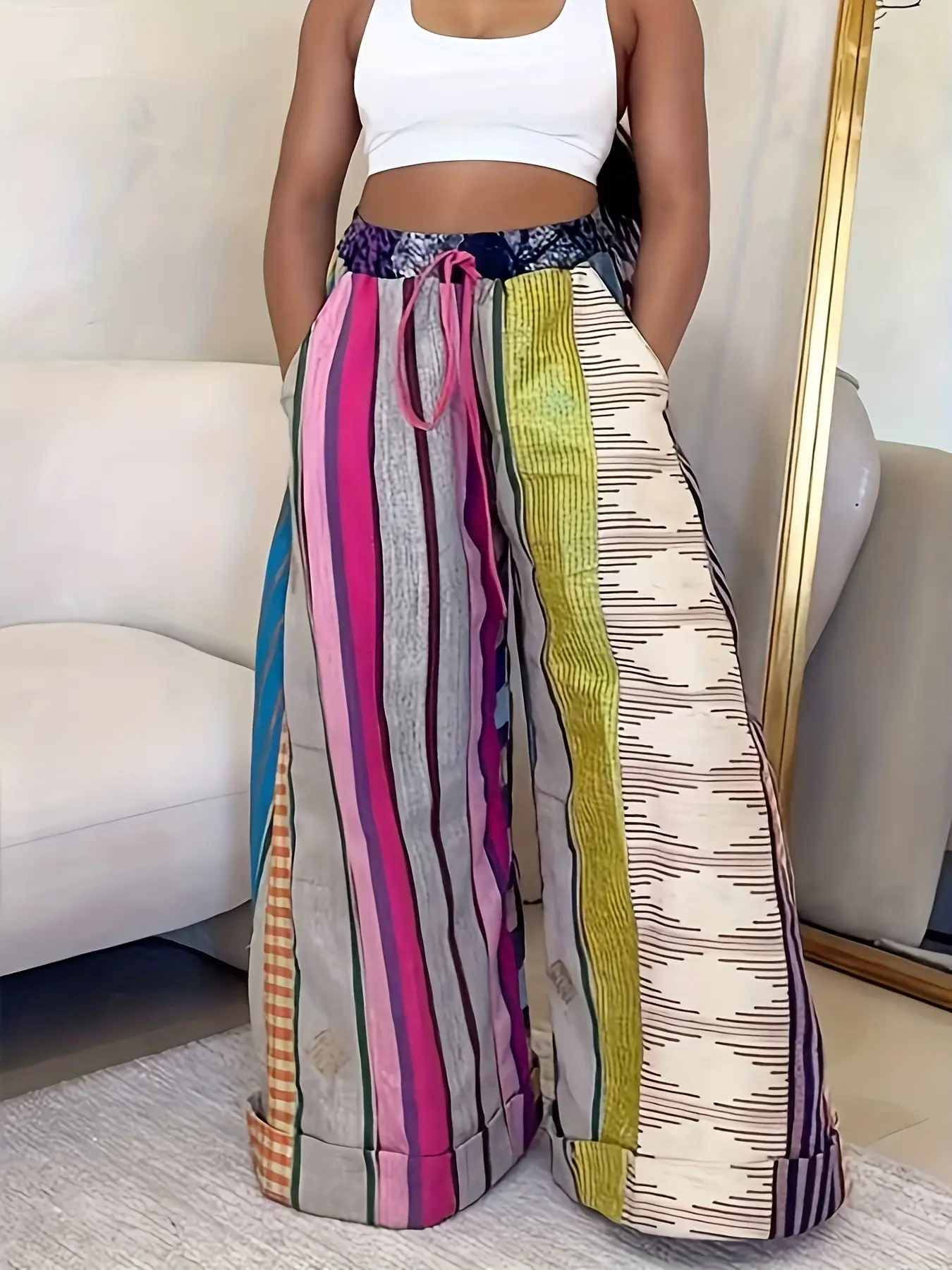 Motionkiller Printed Wide-Leg Pants Wideleg Trouser Womenswear Baggy Bohemian