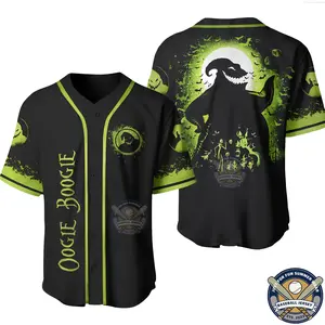 Premium Oogie Boogie Halloween Baseball Jersey Nightmare Christmas Custom Name Jerseys Oogie Shirt Gift For Beer Lover Fan Shirt Lightweight Breathable Short Sleeve Casual Streetwear Sports Top Gift for Men and Women