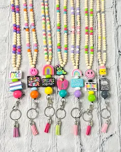 Teacher Beaded Lanyards | Breakaway Clasp | School Badge Holder | Counselor | Librarian