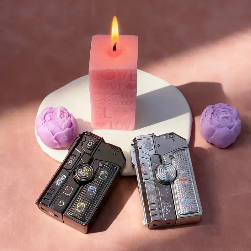 (Without Butane) fidget  Windproof Lighter for Ladies – Multi-Functional with Adjustable Flame Figets & Spinning Top Design – Ideal for Home, Camping & Daily Use – Thoughtful Birthday or Anniversary Gift for Girlfriend or Wife