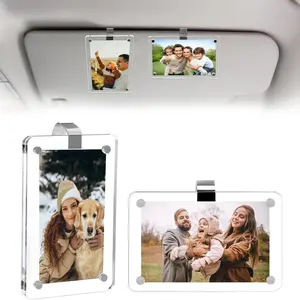 2pc Car Photo Clips, Personalized Acrylic Magnetic Sun Visor Picture Holders, Family & Individual Photos Decoration