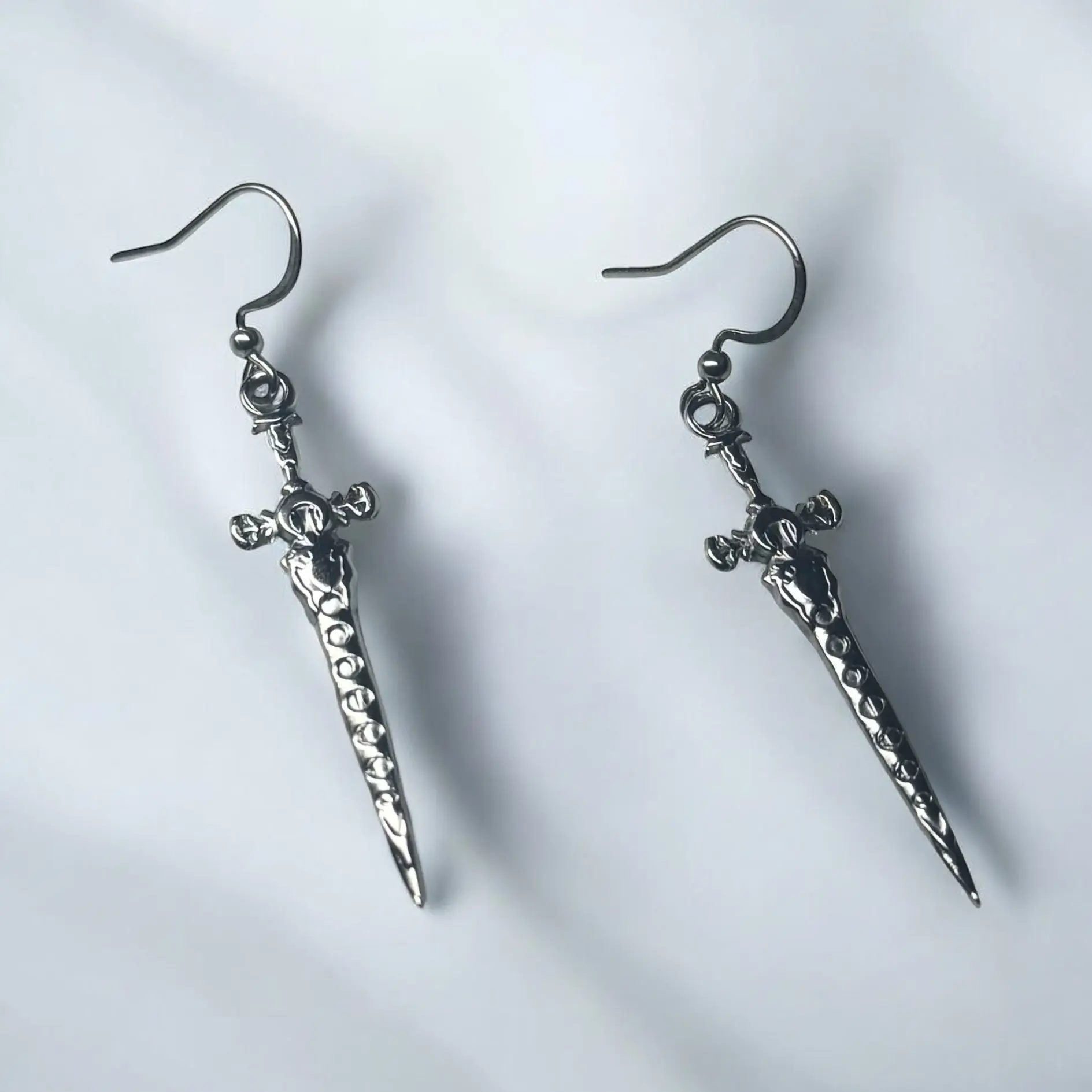 Eclipse Sword Handmade Earrings Stainless Steel Hypoallergenic Tarnish Resistant Sword Earrings for Women