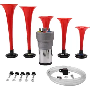 Musical Air Horns Plays Dixieland Melody Music Horn Dixie Air Horn Multi-frequency Sound Five Trumpet Dixie Truck Horn with Compressor for Any Vehicle (DIXLAND Musical Horns)