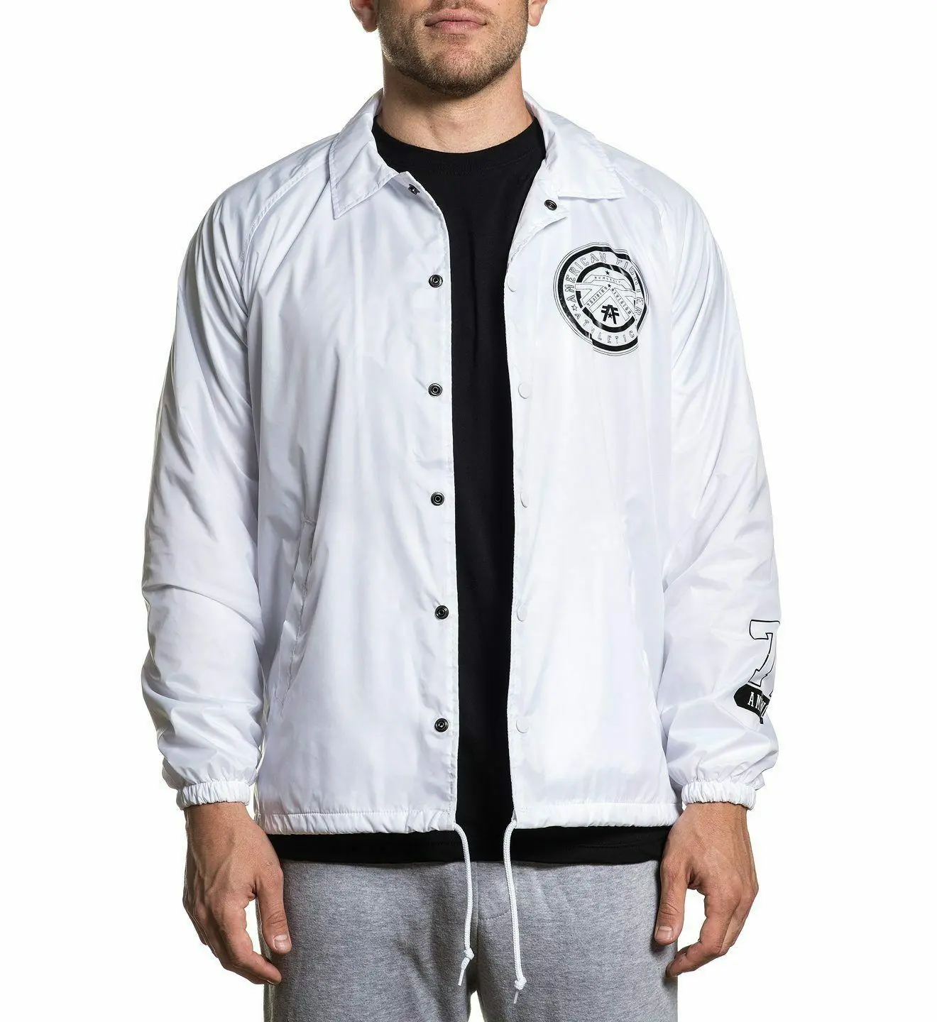 AMERICAN FIGHTER ENDEAVOR Men's All-Seasons Long-Sleeve Zip-Button Casual Lightweight Fashionable Fitted Outerwear Jacket, Black - Menswear Tops Coats, Casual Lightweight Jacket, Fashionable Jacket