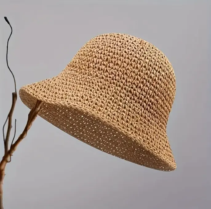 Boho Sun Protection Bucket Hat 1pc Vintage Wide Brim Straw  display picture 3