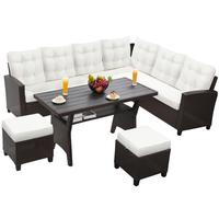 Brown Rattan and Beige Cushion