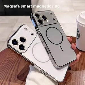 Electroplated AG Matte Fine Ring Magnetic Case for IP17 Pro Max with Crystal Lens Film Shockproof Protection White Casing for Smartphone Cellphone Screen Protector phone case phone cases
