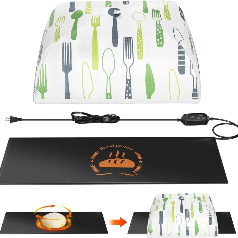 2026 Upgrade Rectangular Portable Waterproof Dough Proofing Baking Mat for Home Bakers, 10x20.7 in, 0.75lb, Adjustable Temperature 59-140°F, 89°F Heat Hold, Starter Warmer Dome Springtok, Dough Proofing Box, Multi-Food Warming for Sourdough, Yogurt
