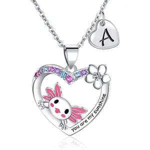 Necklaces Gifts for Girls - You are my Sunshine Heart Initial Jewelry - Birthday Gifts for Women Teen Girls Little Kids Girl
