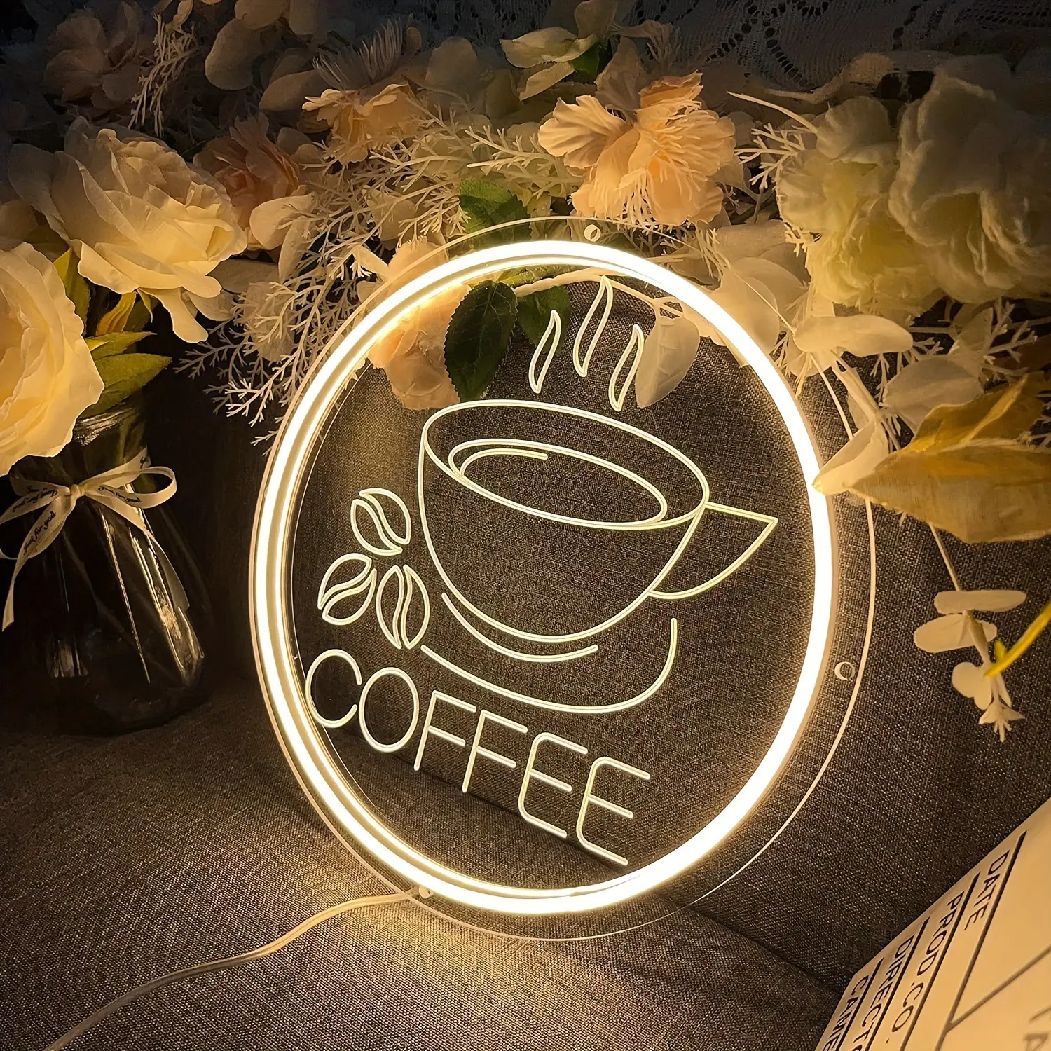 Neon Light Decorative Sign, Carved LED Art Wall Light, Led Light Up, Suitable for Coffee Shops, Stores, Cafes, Convenience Stores, Pubs, Restaurants, Dormitories, Bedrooms, Homes, Holidays, Parties