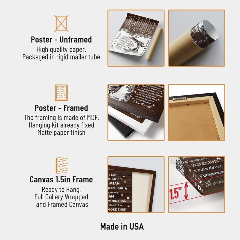 Personalized We're A Team Couple Poster for Him, Her, Husband Wife Christmas Birthday Anniversary Couple Lover Custom Name Poster Canvas Print Wall Art Home Decor Picture for Bedroom LivingRoom