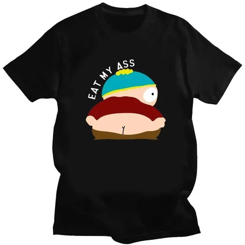 heavyweight Summer Cartoon Eat My Ass Printed T-shirt S-SouthPark Anime Men Vintage Humor T Shirt Women Kawaii Comics Clothes