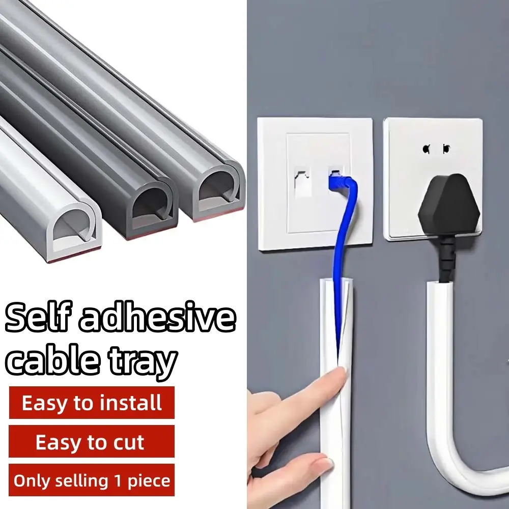 1 Roll 300cm/118.11 Inch Self-adhesive Cable Protector, Concealed Self-adhesive PVC Cable Manager, Easy To Install, Wall and Floor Wire Management Trough, Wire Concealment Solution, Home