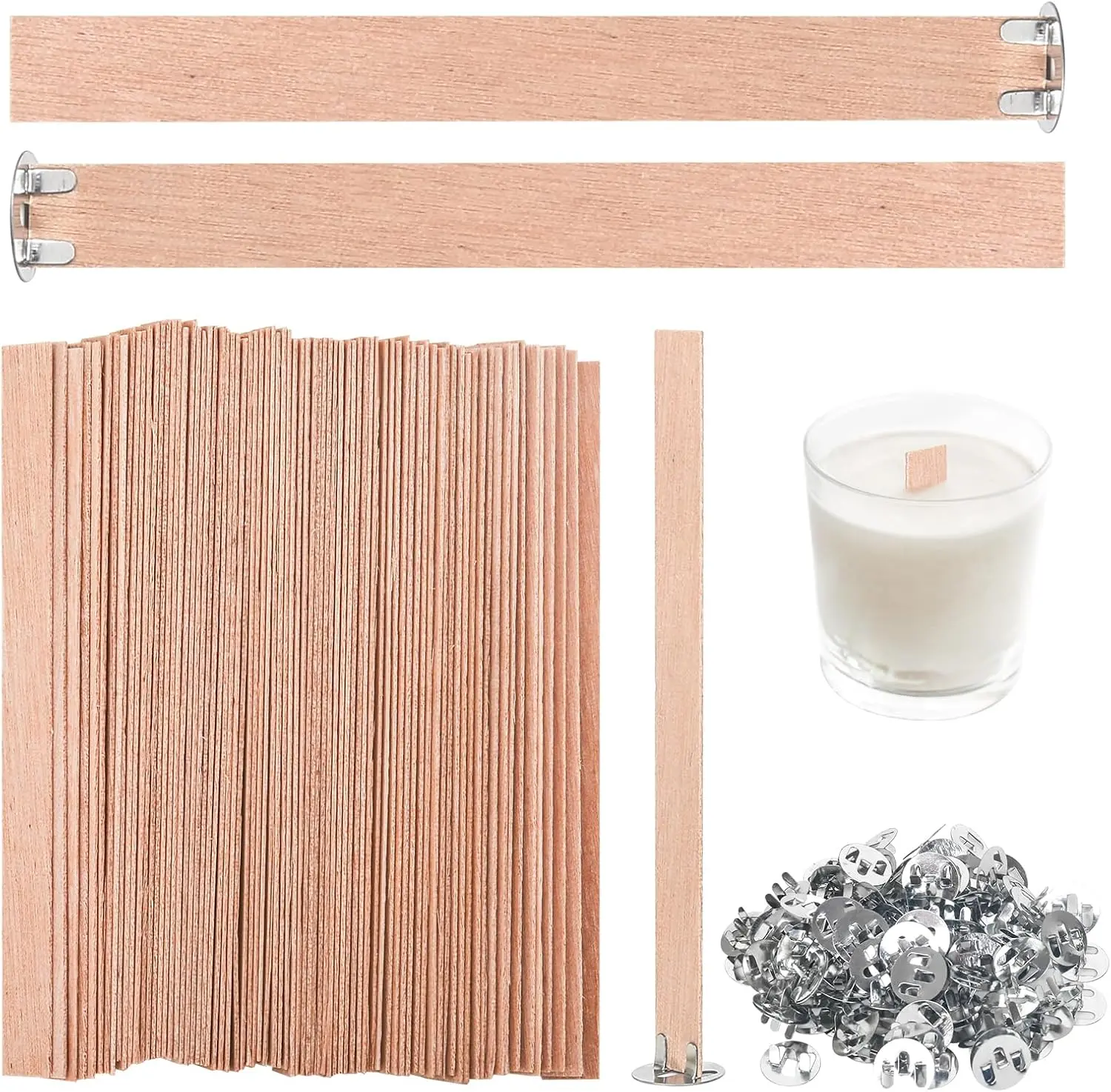 120 count Thickened  Candle Wicks, 5.1 X 0.5 X 0.06 Inches Naturally   Wicks for Candle Making. (60 Candle Sets)
