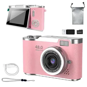 Foldable Screen Student Camera, Retro CCD Card Machine, Entry-level Digital Camera, 1080P Built-in Games & Filter Functions Camera with Storage Bag & 32G Memory Card(Sports & Outdoor Accessories