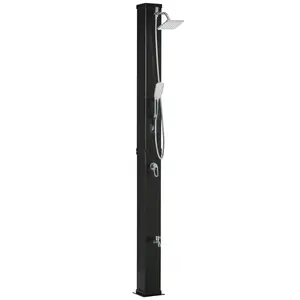 10.6 Gallons Solar Heated Shower with 360 Rotating Rainfall, Handheld Shower Head, Temperature Adjustment & Foot Shower, 2-Section Outdoor Shower for Backyard Poolside Beach Pool Spa, 7ft