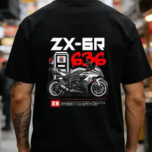 Retro- Modern T- Shirt Made of 100% for ZX6R 636, Suitable for Both Men And Women Available in Black, Small Size, And a Loose Fit, Ranging from S to XXXL.png
