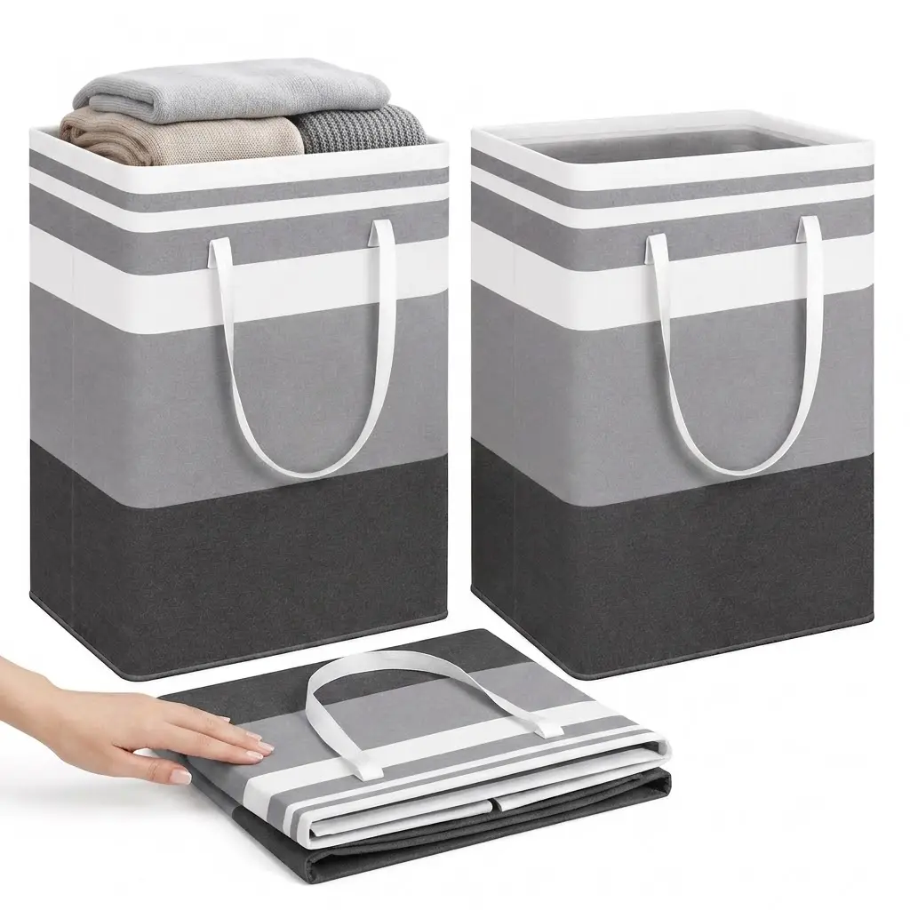 75L Eco-Friendly Foldable Laundry Hamper with Reinforced Handles, Collapsible Fabric Storage Basket for Blankets & Bedding, Space-Saving Closet Organizer for Bedroom & College Dorm
