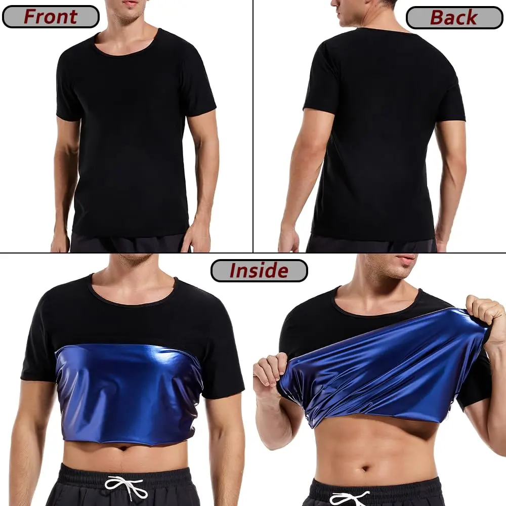 Sauna Tops for Men Workout Sweat T-Shirt Gym Exercise Body Shaper Fitness Shapewear Sauna Sweat Short Sleeve Shirt