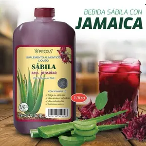 PROSA Sabor Jamaica Aloe Vera Nopal Cactus Cuachalalate Herbal Supplement with Vitamin C for Digestive Immune Support 33.8 fl oz Liquid Formula Made in USA - Natural, Healthcare