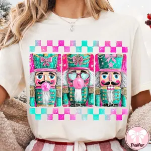 NOT Glitter Preppy Brushstroke Nutcracker T-Shirt, Merry Christmas Shirt, Colorful Y’all Are Nuts, Trendy Holiday Season