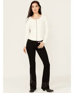 Burbank Legend High Rise Studded Bootcut Super Stretch Denim Jeans