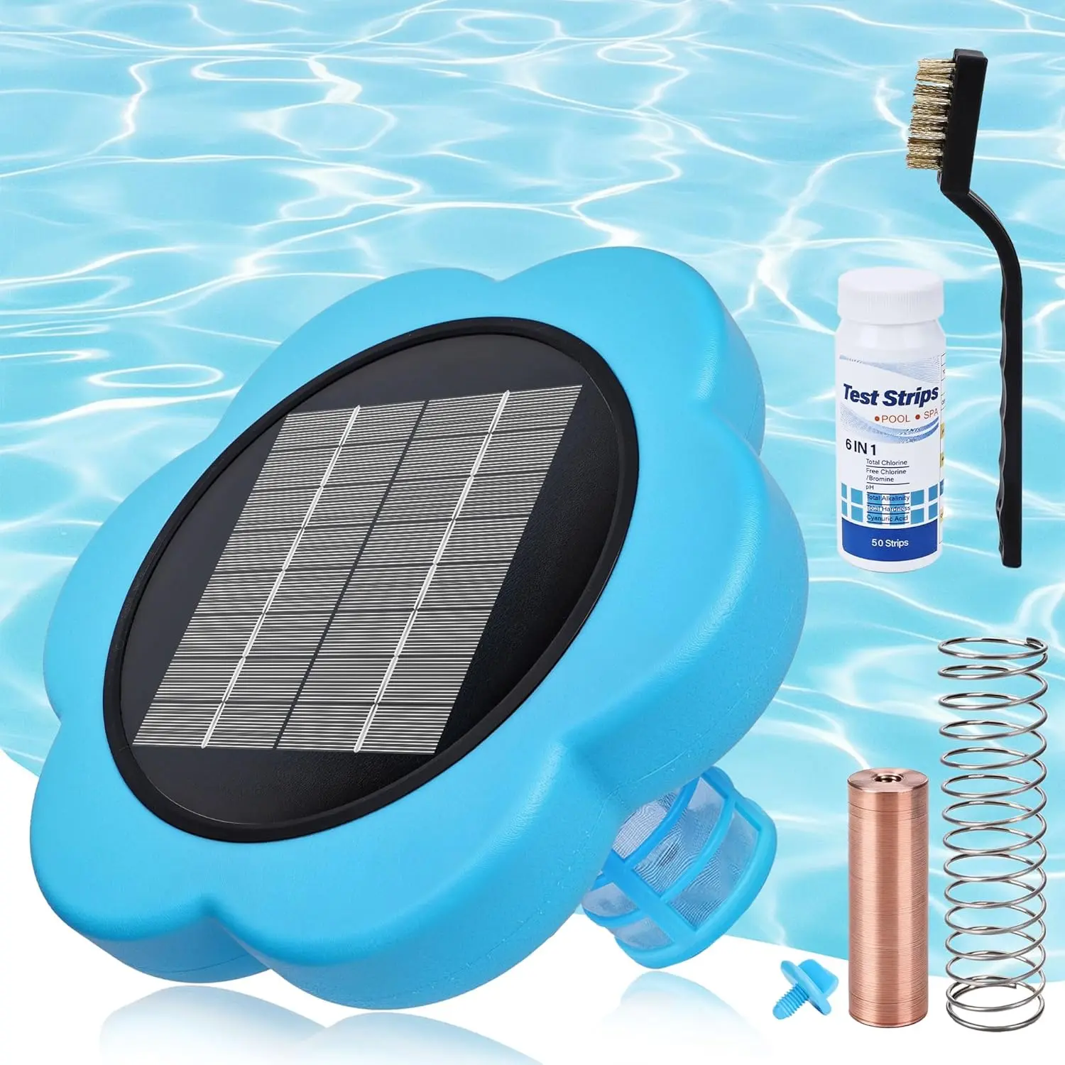 Toodour Solar Pool Ionizer - Upgraded Floating Solar Pool Ionizer for Above Ground Pool Cleaner, Up to 45,000 Gallons, 85% Less Chlorine, Durable Pool Cleaning Equipment for Swimming Pools