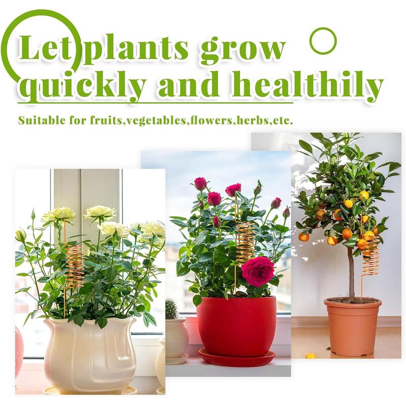 NACHLYNN 6-Pack Electroculture Plant Stakes – Soft Copper Wire & Raw Wood Garden Stakes, Clockwise-Wound (Ideal for Northern Hemisphere), with Connectors & Replacement Wooden Sticks, Beginner-Friendly for Thriving Plants/Vegetables