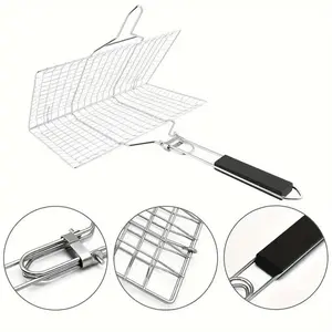 Foldable Stainless Steel Grill - Portable Outdoor BBQ Grill for Chicken, Steak, Seafood & Vegetables, Durable Rust-Resistant Design with Easy-Clean Grids, Perfect Dad Gift for Backyard, Camping & Tailgating, Outdoor Cooking, Mobile Grilling Station