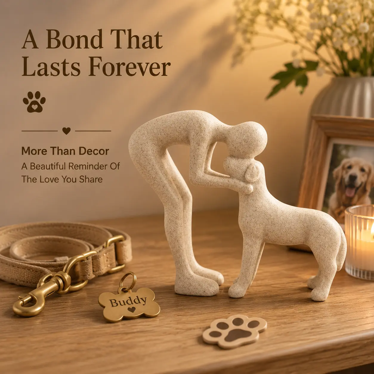 Modern Abstract Resin Dog Lover Decor Figurine - Minimalist Desktop Display Gift, Home Office Accent for Dog Parents, Room Decor Memorial Ornament for Living Room Shelves