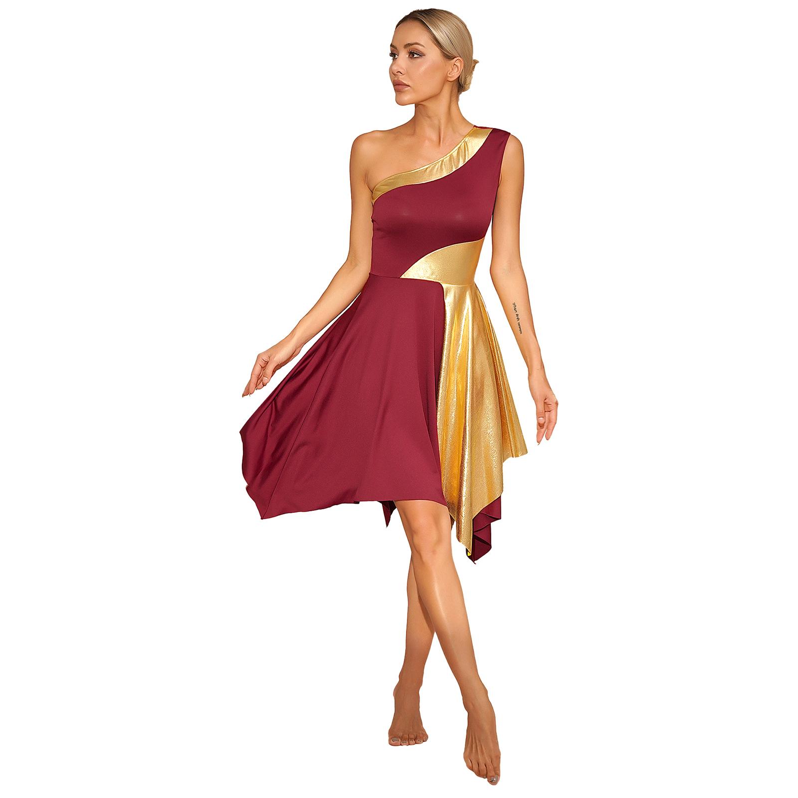 Women Church Choir Worship Praise Dress Modern Lyrical Dance Performance Costume One Shoulder Irregular Hem Dresses Dancewear Women Church Choir Worship Praise Dress Modern Lyrical Dance Performance Costume One Shoulder Irregular Hem Dresses Dancewear