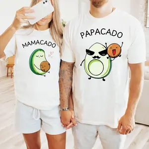 [100% Cotton] Mamacado Papacado Matching Couple T Shirt Set, Funny Avocado Pregnancy Announcement Tee, Cute Mom Dad Baby Reveal Tshirt, First Time Parents Outfit, Baby Shower Gift For Mom Dad To Be
