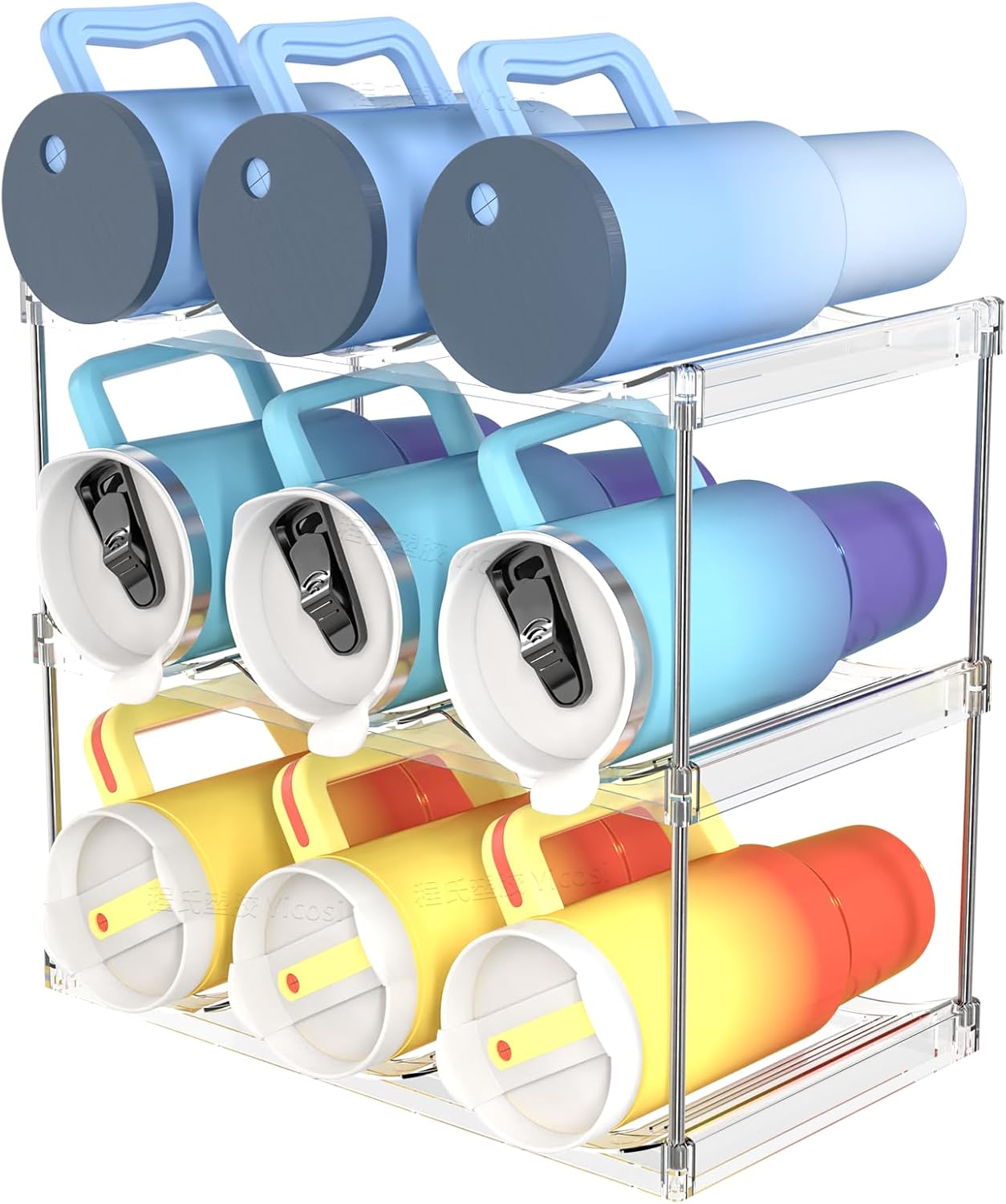 4 Tier Stackable Water Bottle Holder for Cabinet and Pantry- Large Compartment Water Bottle Organizer Rack for Wine Bottle and 40 oz Stanley Cup,Yeti and Tumbler Waterbottle Organizer Storage 4 Tier Stackable Water Bottle Holder for Cabinet and Pantry- Large Compartment Water Bottle Organizer Rack for Wine Bottle and 40 oz Stanley Cup,Yeti and Tumbler Waterbottle Organizer Storage