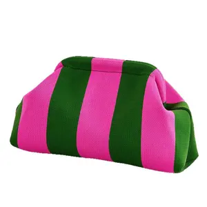 womens minimalist handbags,Stripe Design Women's Compact Clutch,Large Capacity Anti-drop Iron Clip Closure,dumpling handbag, Shoulder Bag for Work Commute Date Night Beach Vacation & School Travel,Thickened Polyester Y2K  Fashion Accessory,YM94