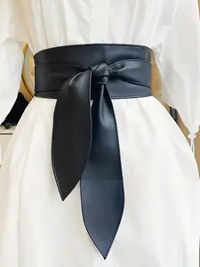 Women's Elegant Bowknot Design Wide Belt, Casual Dress Belt, Fashionable PU Leather Belt for Dress & Coat, Trendy All-match & Exquisite Belt for Birthday Gift, Fashion Belts