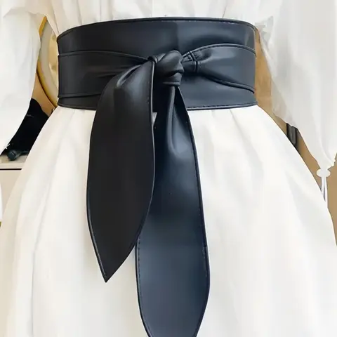 Women's Elegant Bowknot Design Wide Belt, Casual Dress Belt, Casual Modern Waistband, Fashionable PU Leather Belt for Dress & Coat, Trendy All-match & Exquisite Belt for Birthday Gift, Fashion Belts, Stylish Belts, Belts for Dresses