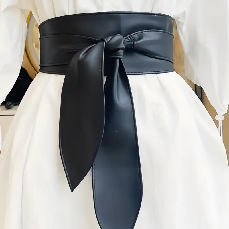 Women's Elegant Bowknot Design Wide Belt, Casual Dress Belt, Casual Modern Waistband, Fashionable PU Leather Belt for Dress & Coat, Trendy All-match & Exquisite Belt for Birthday Gift, Fashion Belts, Stylish Belts, Belts for Dresses