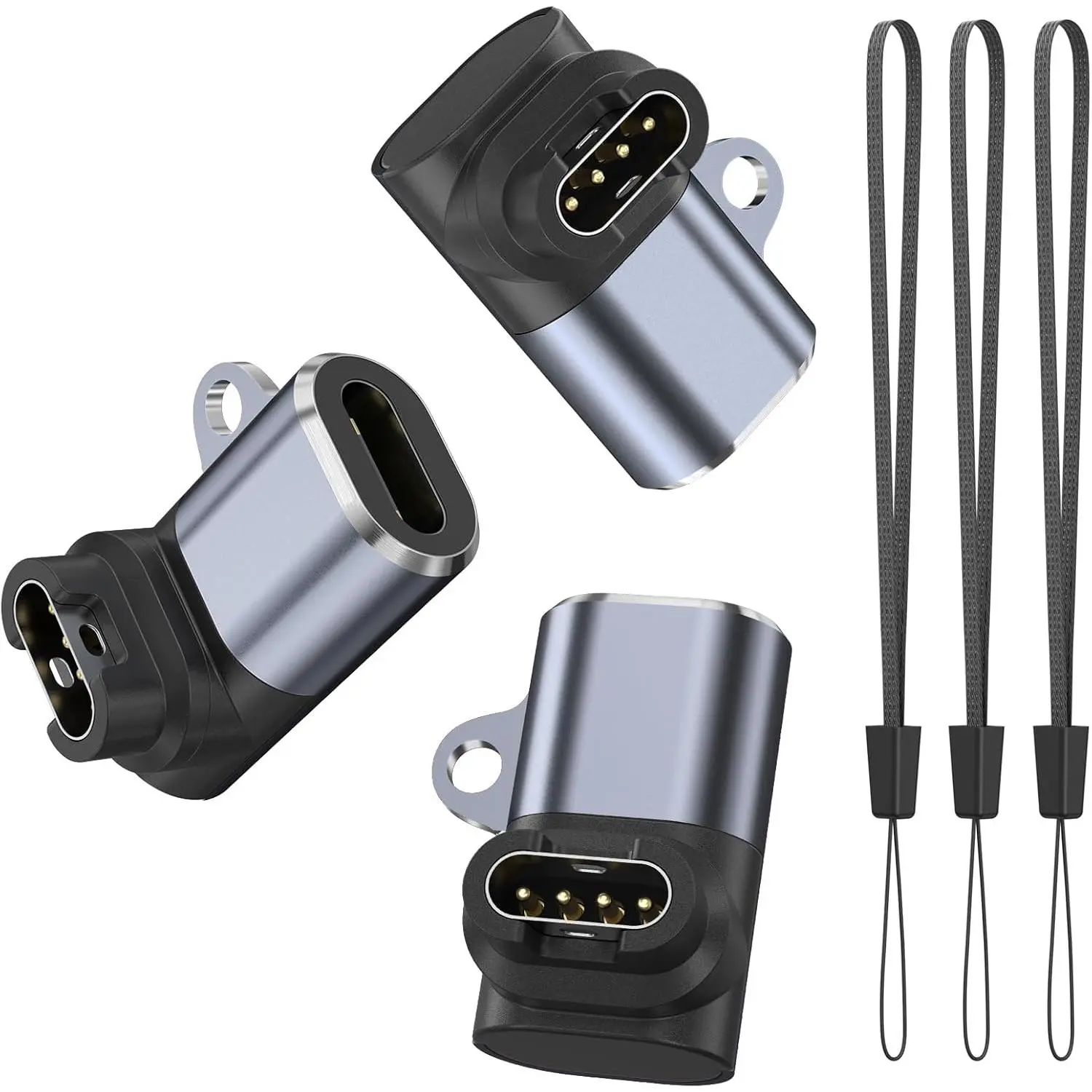 3-Pack Lightweight Fast-Charging USB-C Garmin Watch Charger Adapter with Alloy Lanyard, Built-in Voltage Regulator, Type-C Cable Converter for Fenix, Forerunner, Venu, Instinct, Vivoactive, Epix, Quatix (3 Piece Set, Ideal Birthday Gift Accessory)