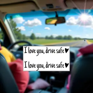 4Pcs Drive Safe Car Mirror Stickers (2 White + 2 Black), I Love You Drive Safe Removable Decals, Cute Romantic Safety Decor for Car Rearview Mirror & Motorbike