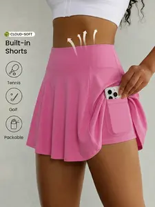 High-Waisted Waist Cinching Sports Skirt for Women, Bare-Like Skin-Friendly Tennis Skirt, Outdoor Running Fitness Anti-Exposure A-Line Pleated Skirt, High Elasticity Breathable Quick-Dry