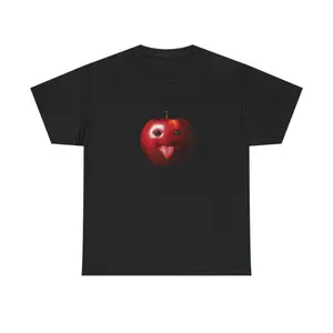 Apple With Tongue Out Printed T - shirt