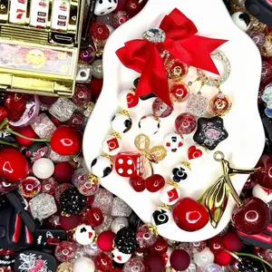 What Happens in Vegas Colorful Resin and Acrylic Beads & Charms Mix for DIY Beaded Pens Keychains Phone Chains Sun Catcher Car Hanger and Other DIY Jewelry Accessories Crafts or Projects Cherry Keychain Charm