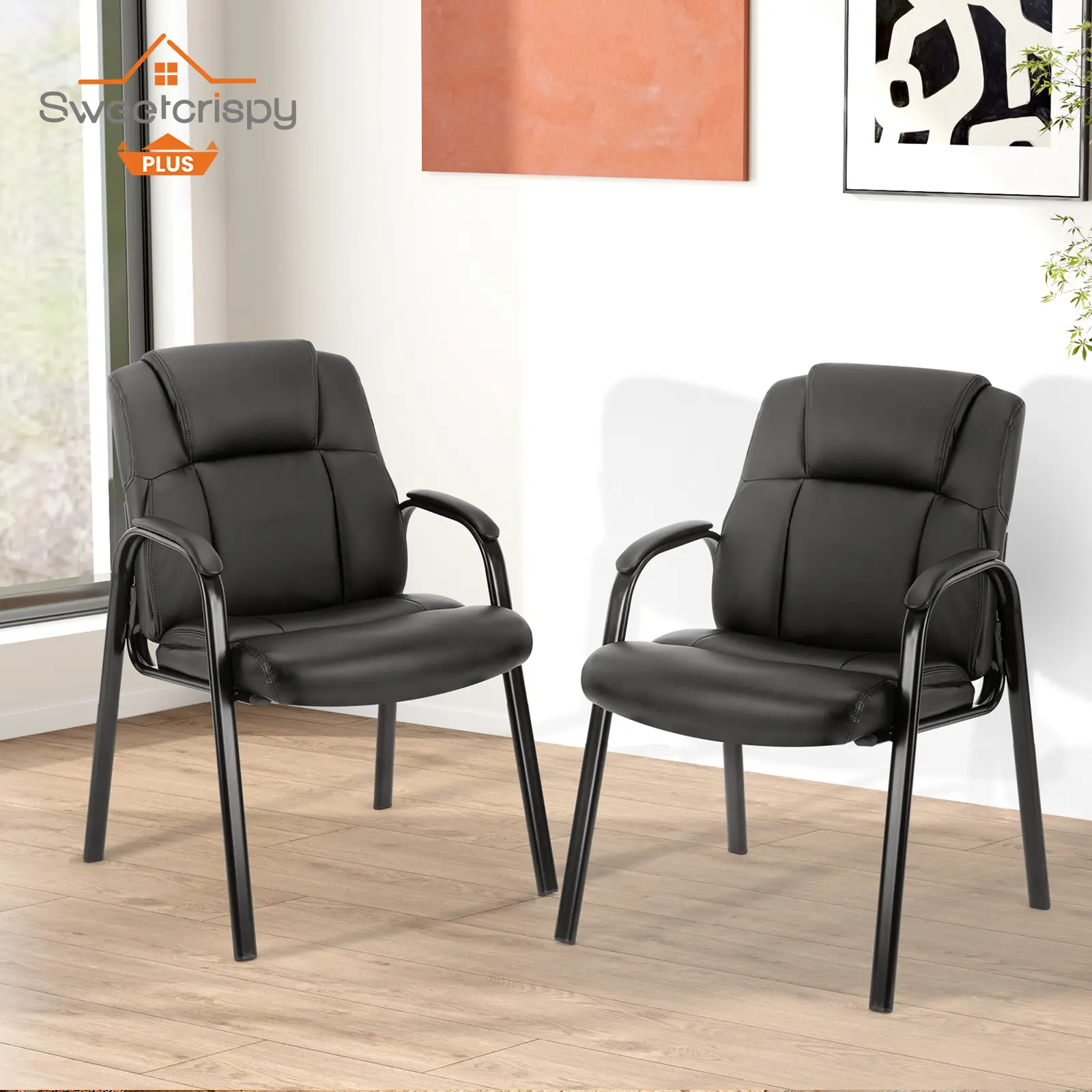 Waiting Room Reception Chairs Office Guest Chairs, Executive Office Chair PU Leather Conference Room Lobby Chairs with Padded Arms