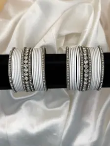 Mini White & Sliver Bangle Set