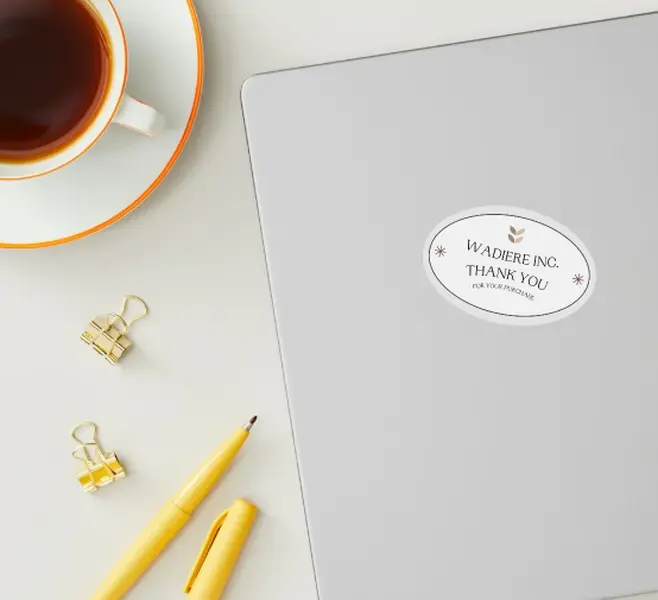 rey and White Modern Elegant Thank You Oval Sticker